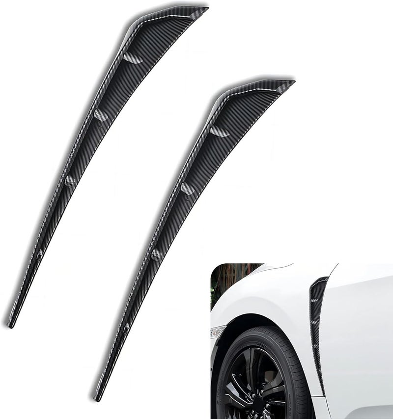 Qurbuns 2 PCS Car Fender Side Vents, ABS Carbon Fiber Spoiler Body Fender Cover, Air Flow Intake Hole Grille Spoiler Deco Sticker, Sport Stytle Modified Exterior Accessories for Cars (Carbon Fiber) - Image 1